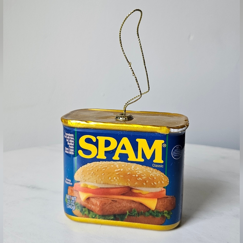 SPAM Classic Decoupage Christmas Ornament Faux Food 4 inches Tall